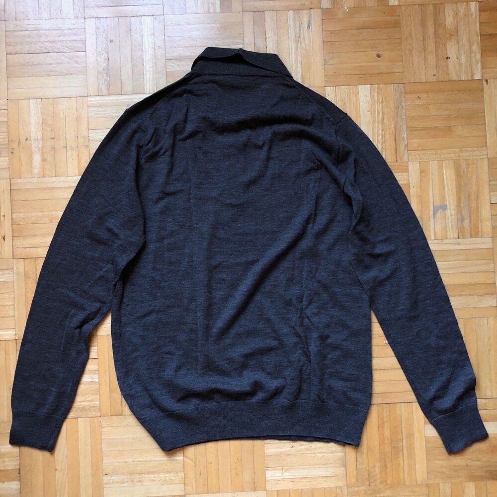 G/Fore G4 Collar 100% Merino Wool Sweater Mens Large Grey Golf Polo